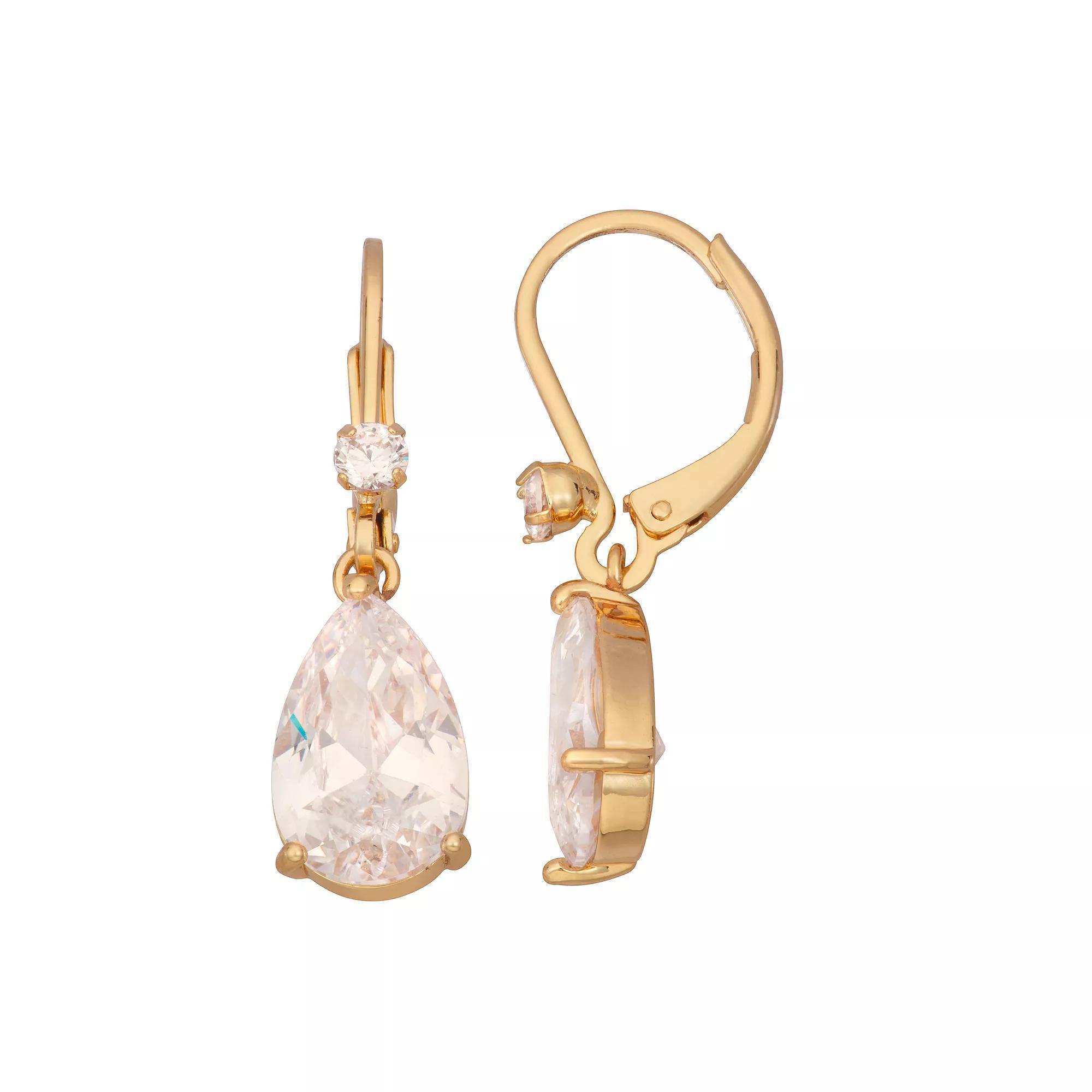 Napier Cubic Zirconia Teardrop Earrings, Womens, Clear Product Image
