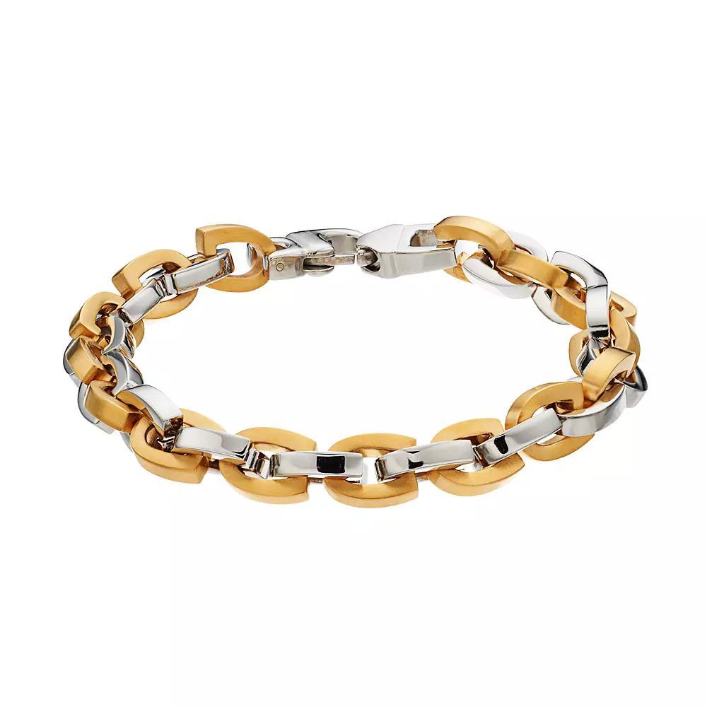 Men's Two Tone Stainless Steel Horseshoe Chain Bracelet Product Image