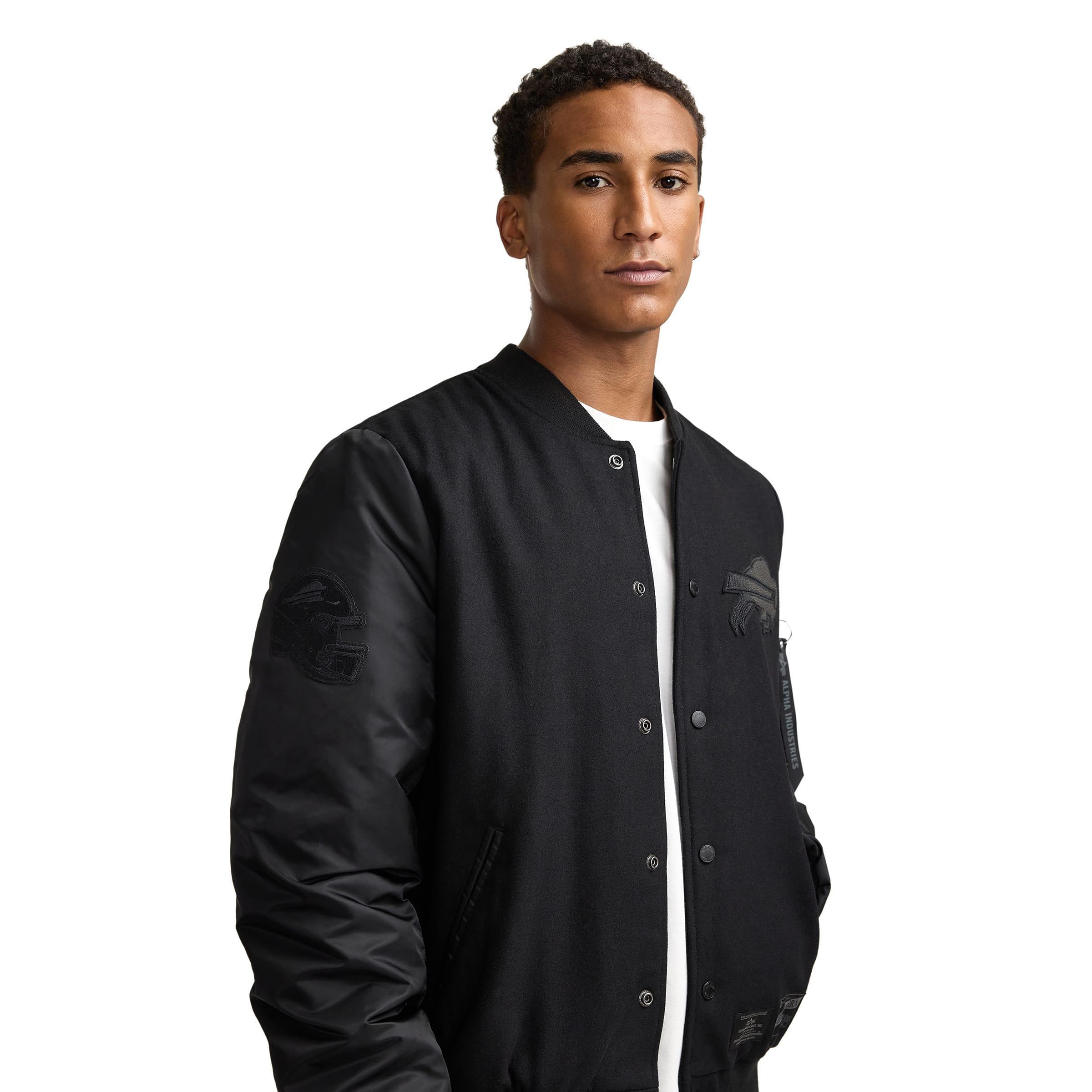 Alpha Industries x Dallas Cowboys MA-1 Wool Varsity Jacket Black Male Product Image
