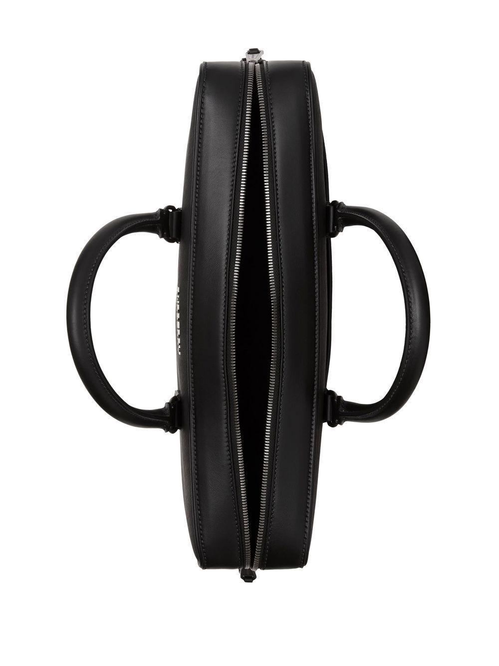 Check-print leather briefcase Product Image