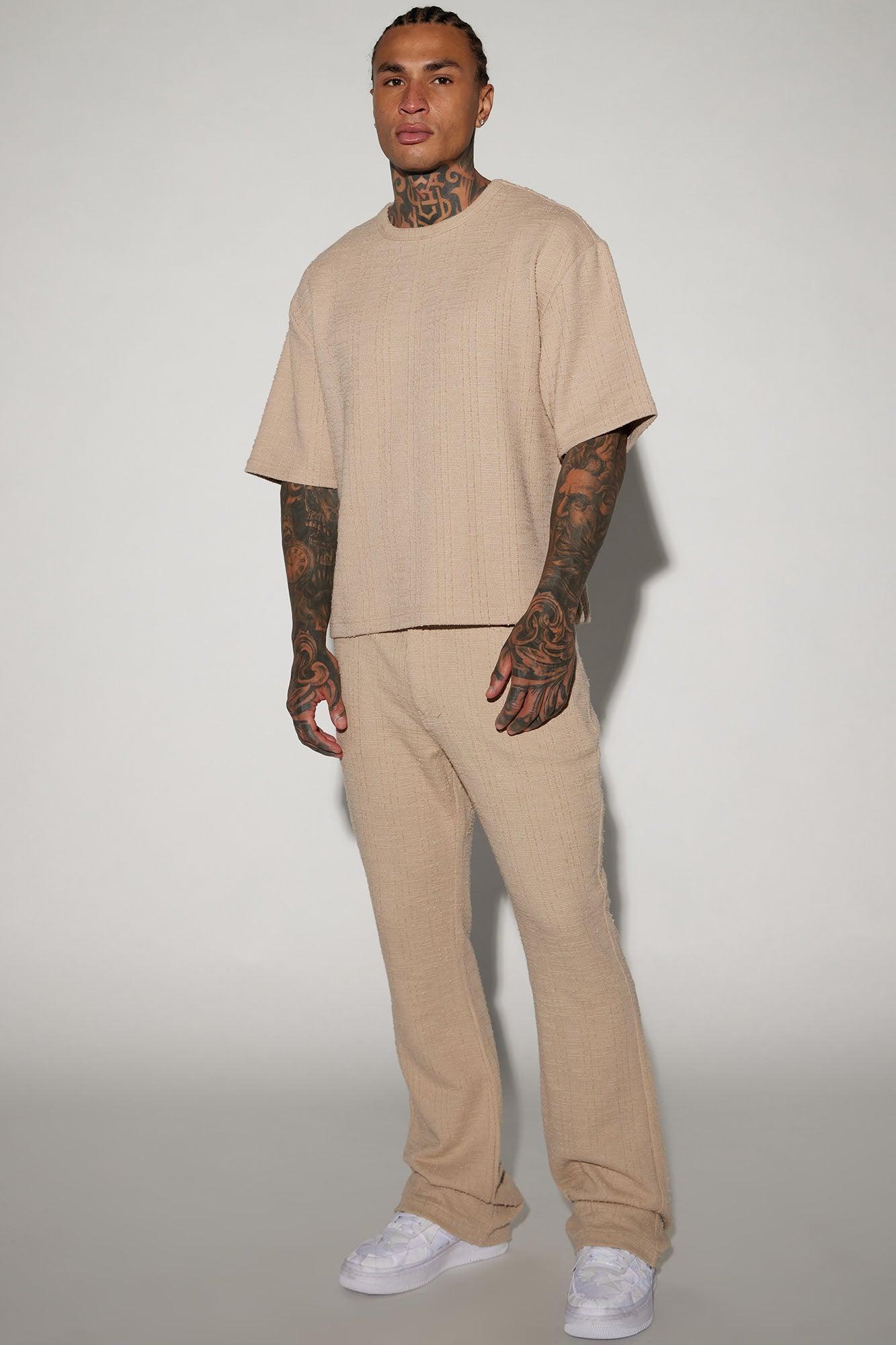 Jordan Textured Stacked Slim Flare Pants - Tan Product Image
