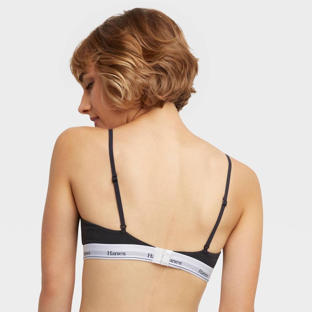 Hanes Originals Women's 2pk Stretch Cotton Triangle Bralette MHT102 - Black/Camel XXL: Adjustable Strap, Unlined Cup Product Image