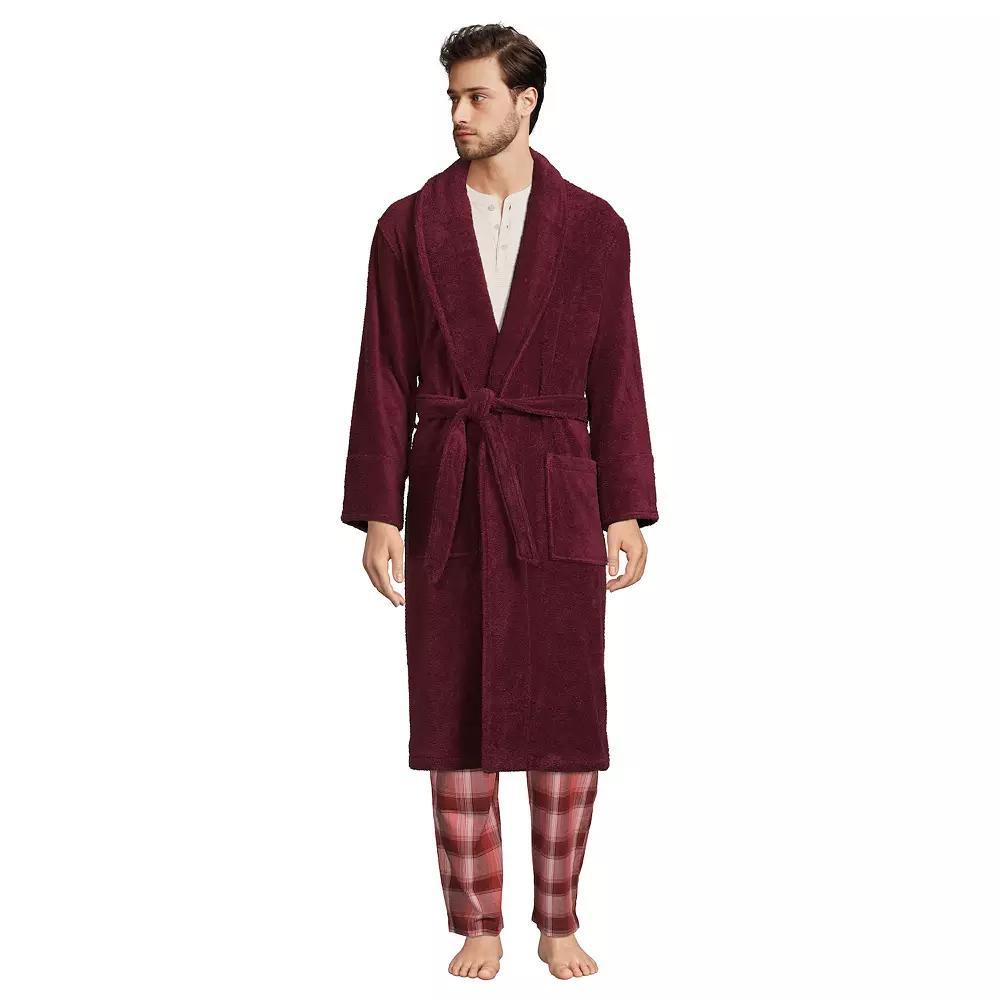 Big & Tall Lands' End Calf-Length Turkish Terry Robe, Men's, Size: Medium Tall, White Product Image
