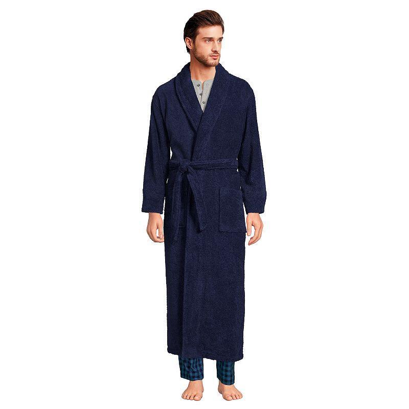 Men's Lands' End Full-Length Turkish Terry Robe, Size: XL, Deep  Blue Product Image
