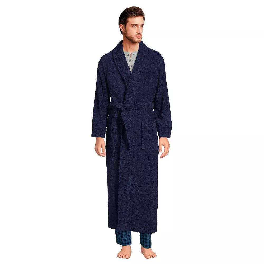 Men's Lands' End Full-Length Turkish Terry Robe, Size: XL, Deep  Blue Product Image