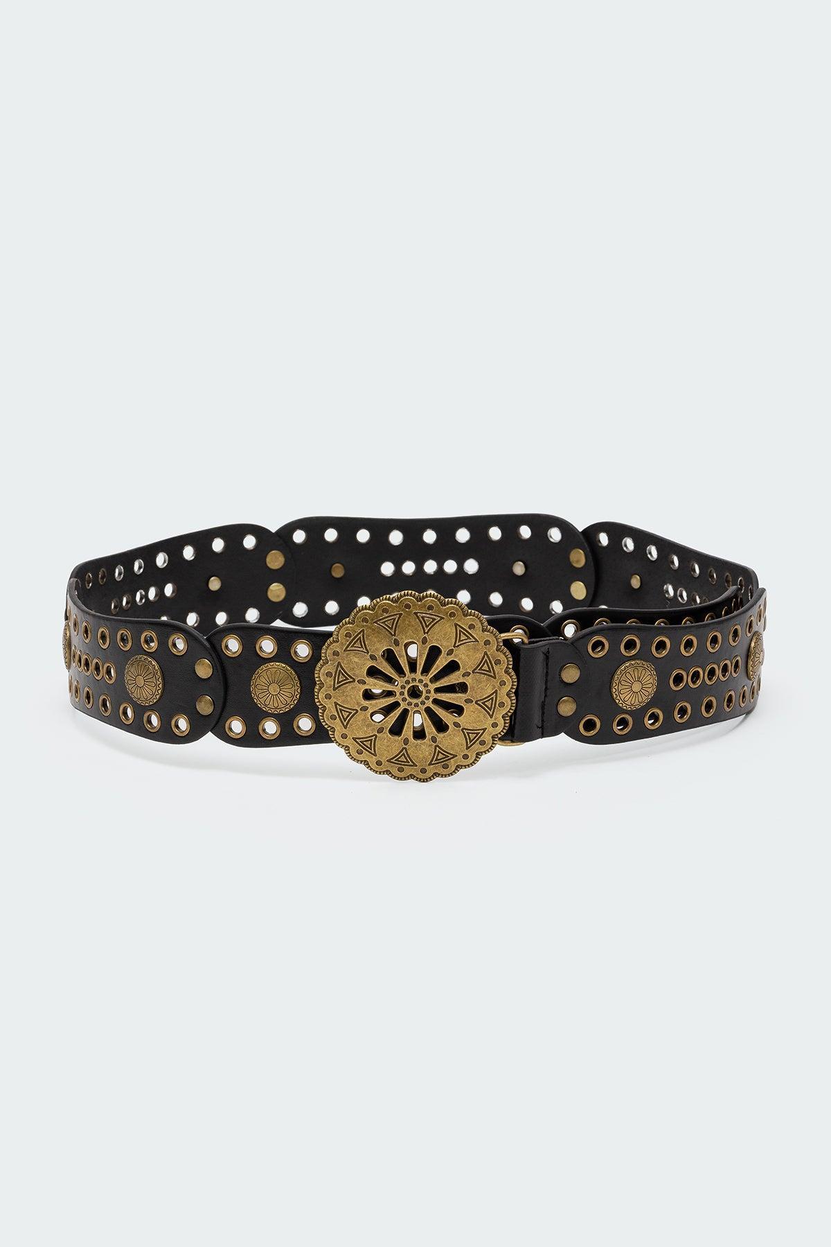 Scalloped Circle Faux Leather Belt Product Image