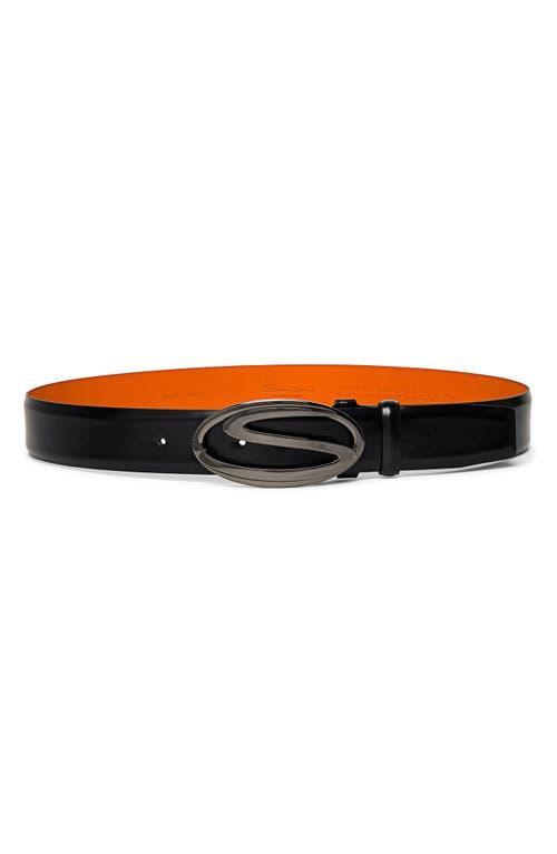 Santoni Mens Leather Logo Buckle Belt Product Image