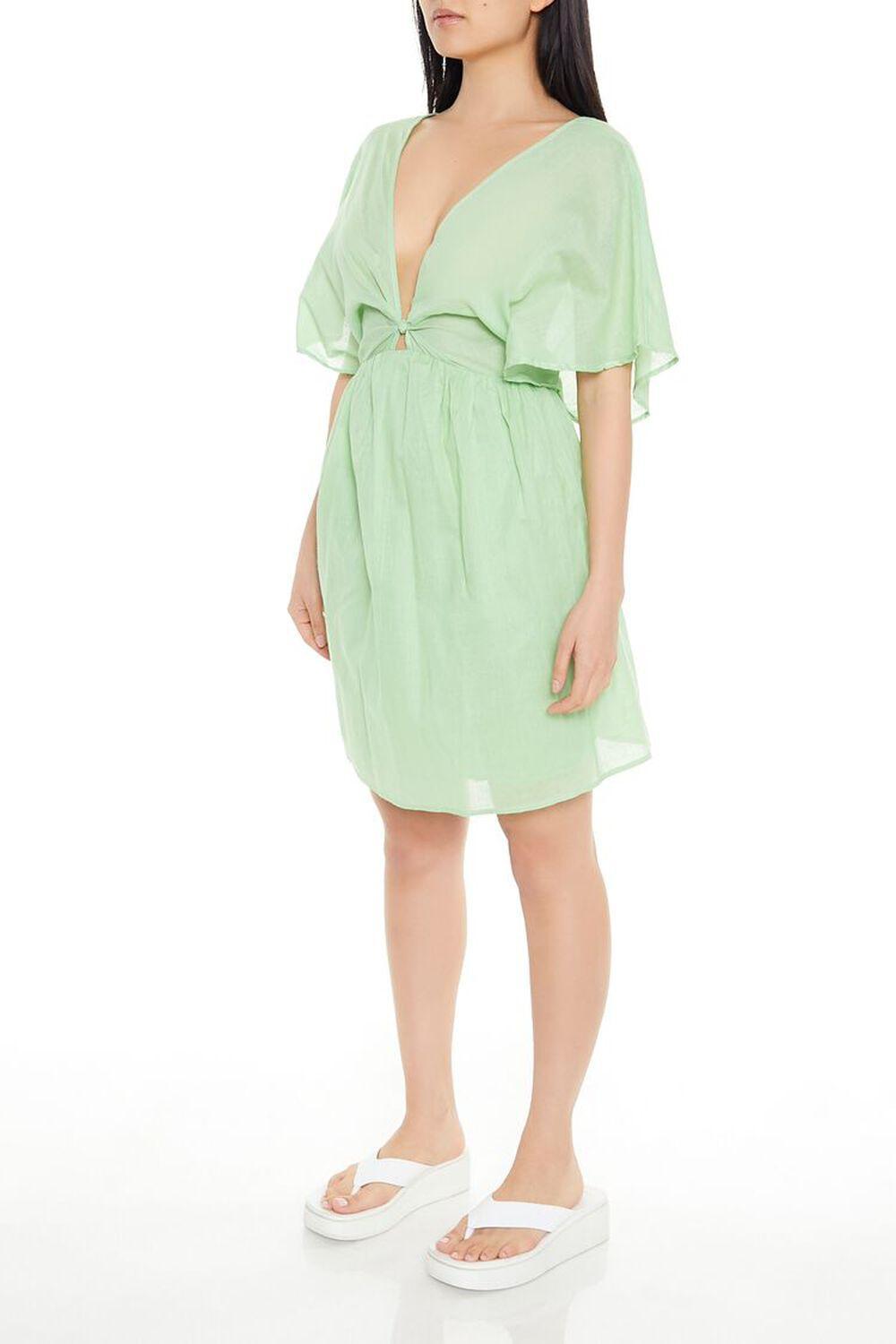 Plunging Butterfly-Sleeve Mini Dress | Forever 21 Product Image
