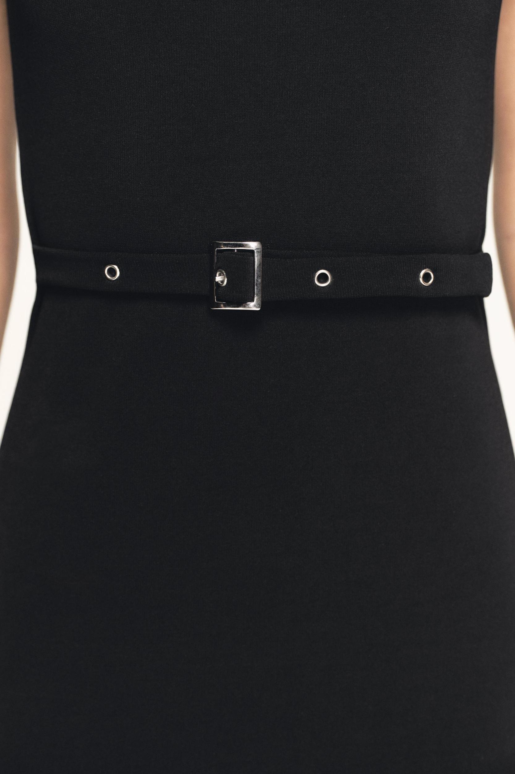 STRETCH CONTOURING BELTED DRESS Product Image