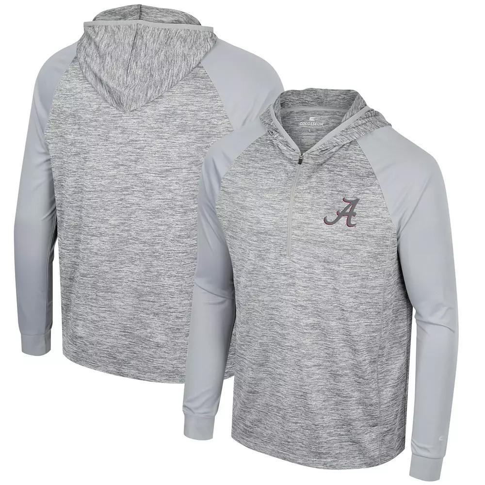 Mens Colosseum Gray Alabama Crimson Tide Cybernetic Raglan Quarter-Zip Hooded Top Product Image