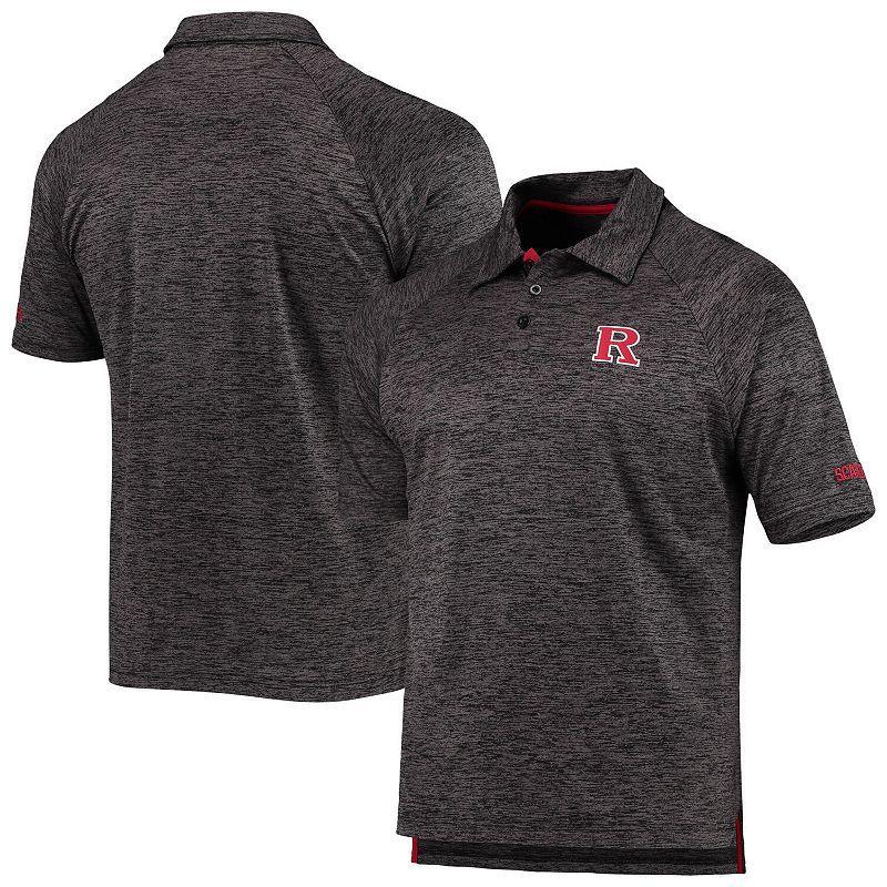 Mens Colosseum Heathered Black Rutgers Scarlet Knights Down Swing Raglan Polo Product Image