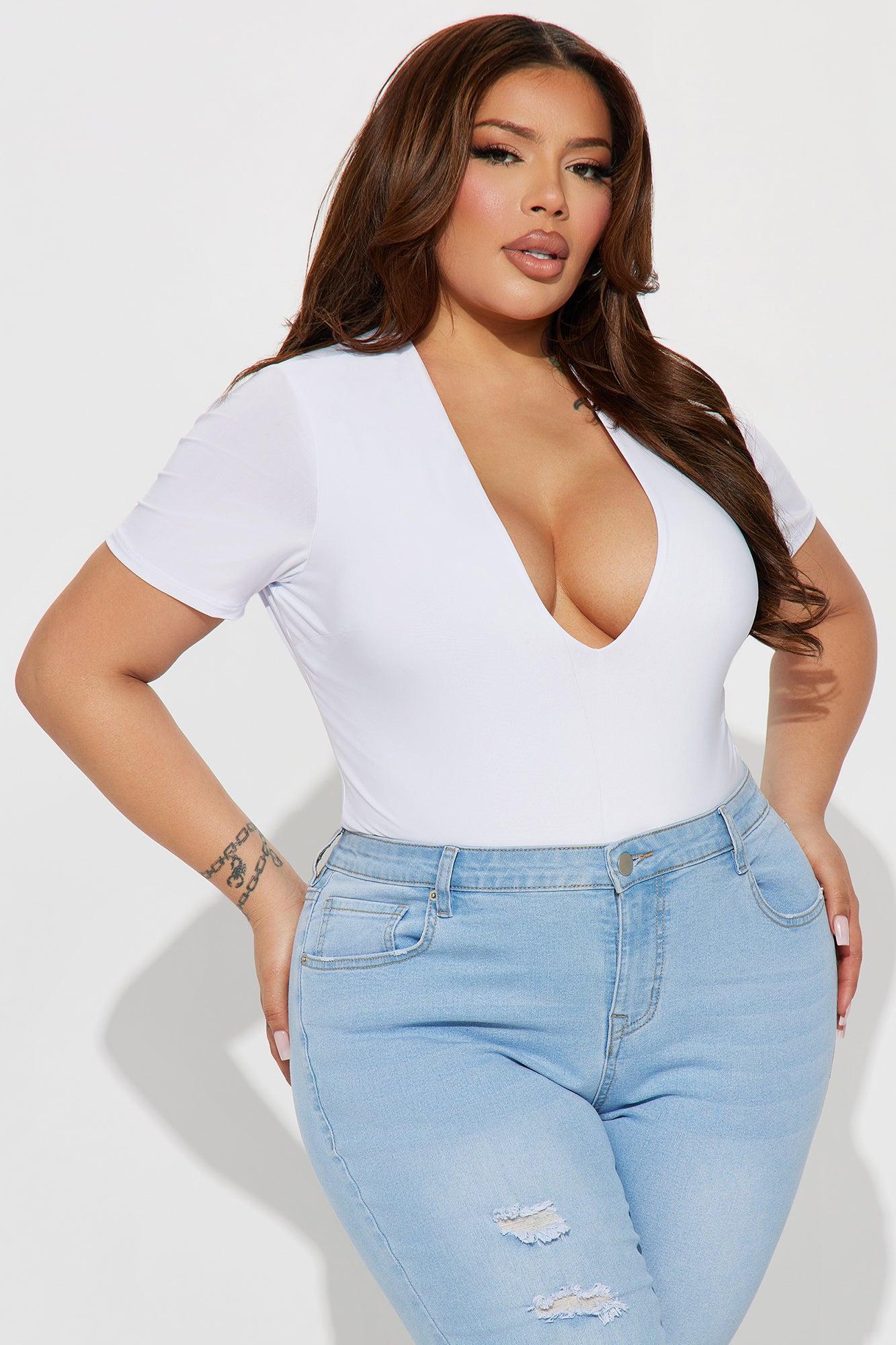 Take The Plunge Lined Bodysuit - White Product Image