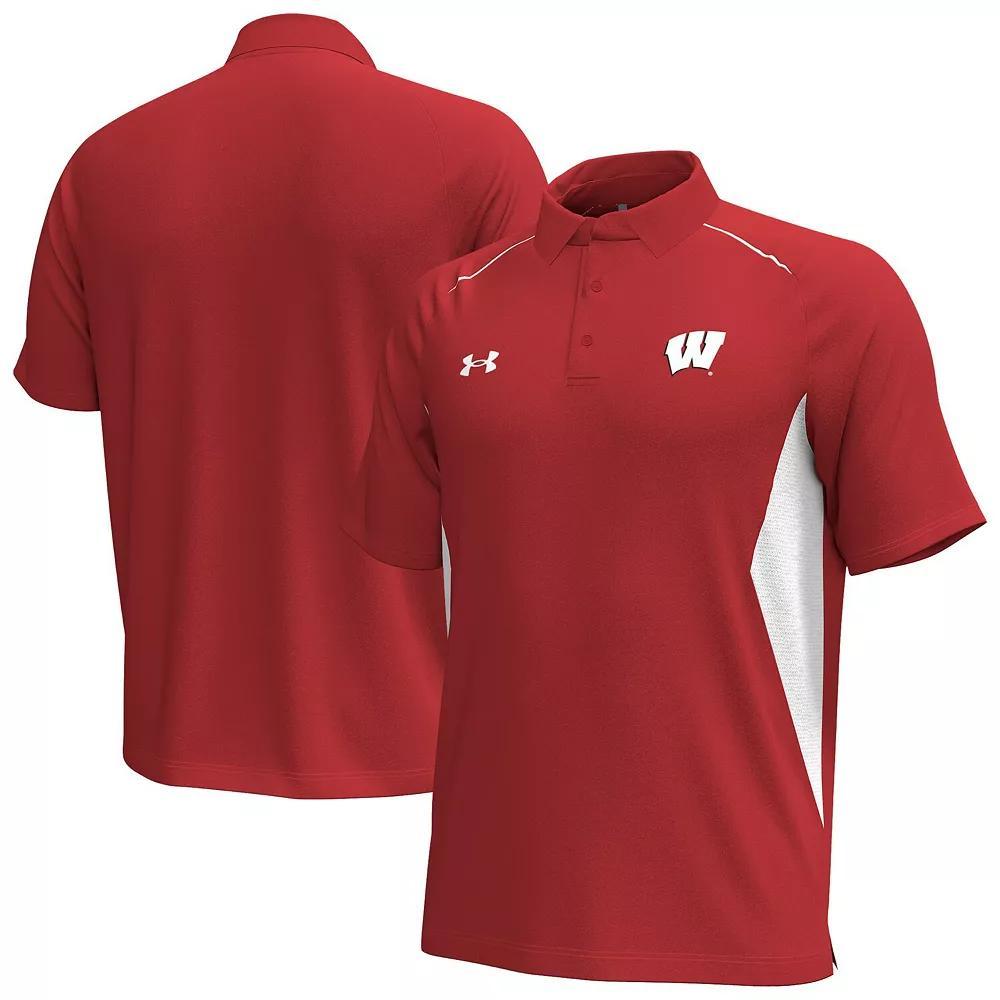 Men's Under Armour  Red Wisconsin Badgers Title Performance Polo, Size: XXL Product Image