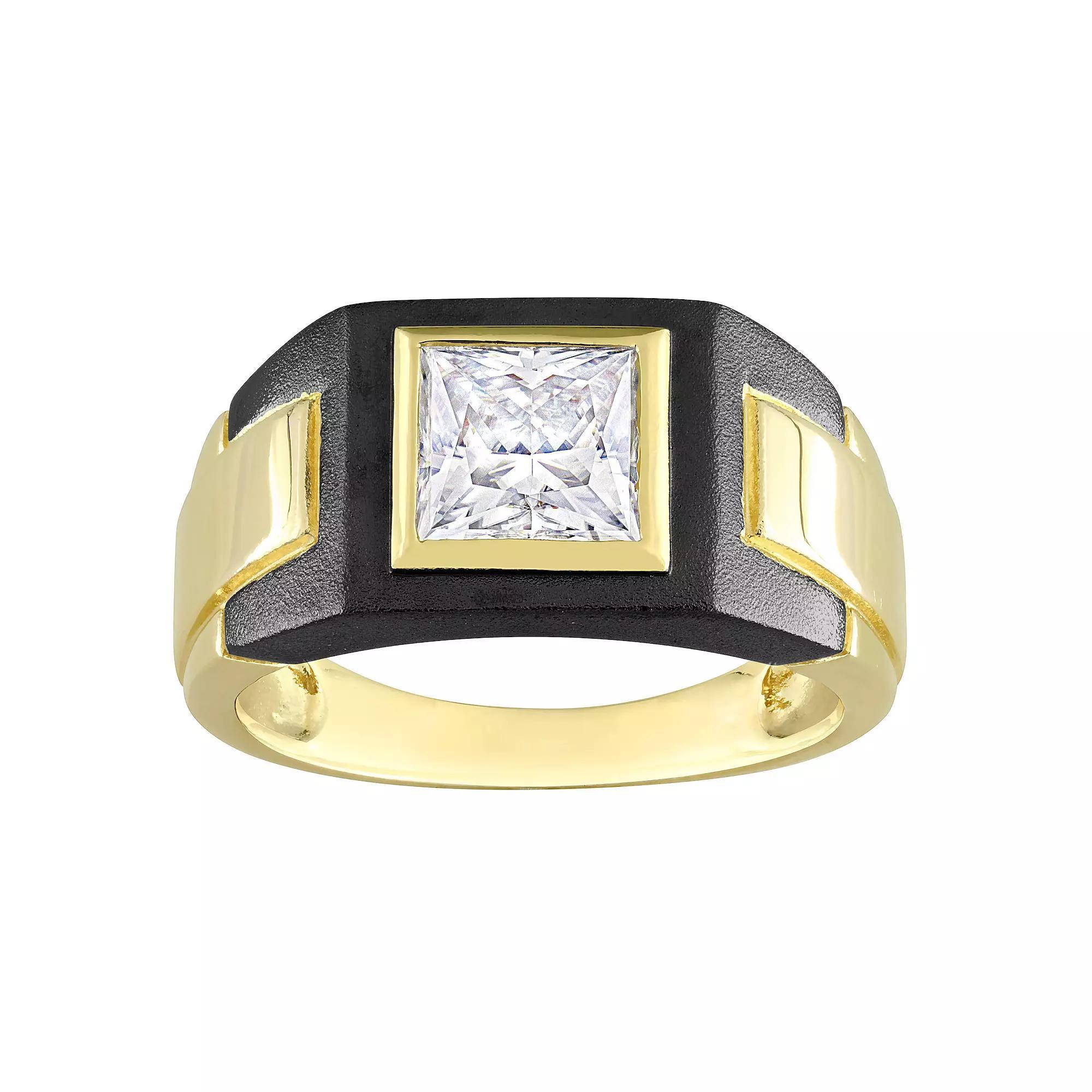 Stella Grace Men's Two Tone Sterling Silver Lab-Created Moissanite Solitaire Ring, Size: 13 Product Image