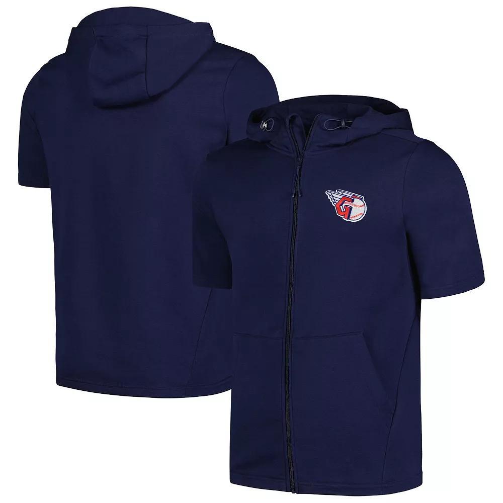 Men's Levelwear Navy Cleveland Guardians Recruit Short Sleeve Full-Zip Hoodie, Size: XL, Grd Blue Product Image