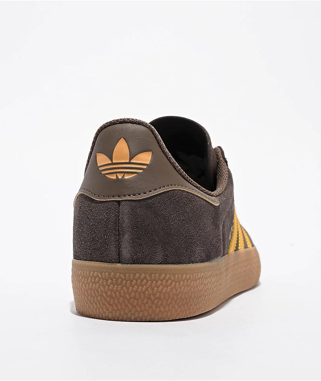 adidas Gazelle ADV Dark Brown, Preloved Yellow & Gum Skate Shoes Product Image