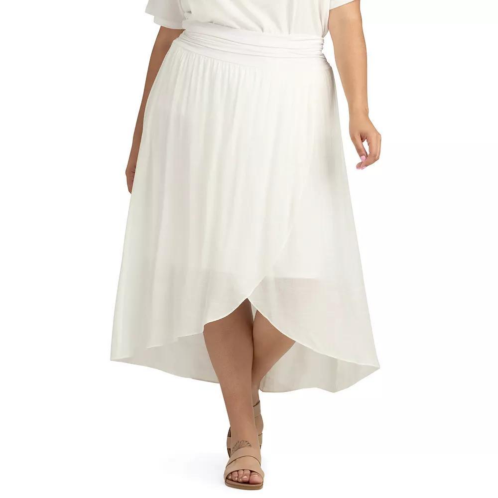 Plus Size AB Studio High-Low Maxi Skirt, Women's, Size: 0X, Off White Product Image