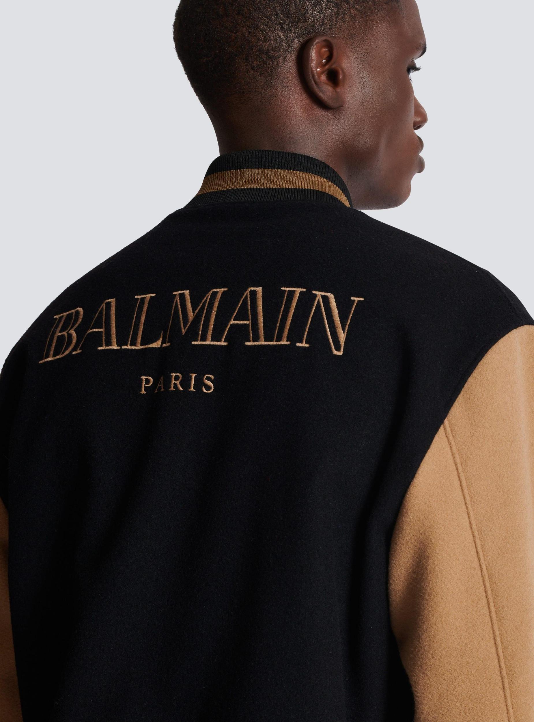 Two-tone wool and cashmere varsity jacket Product Image