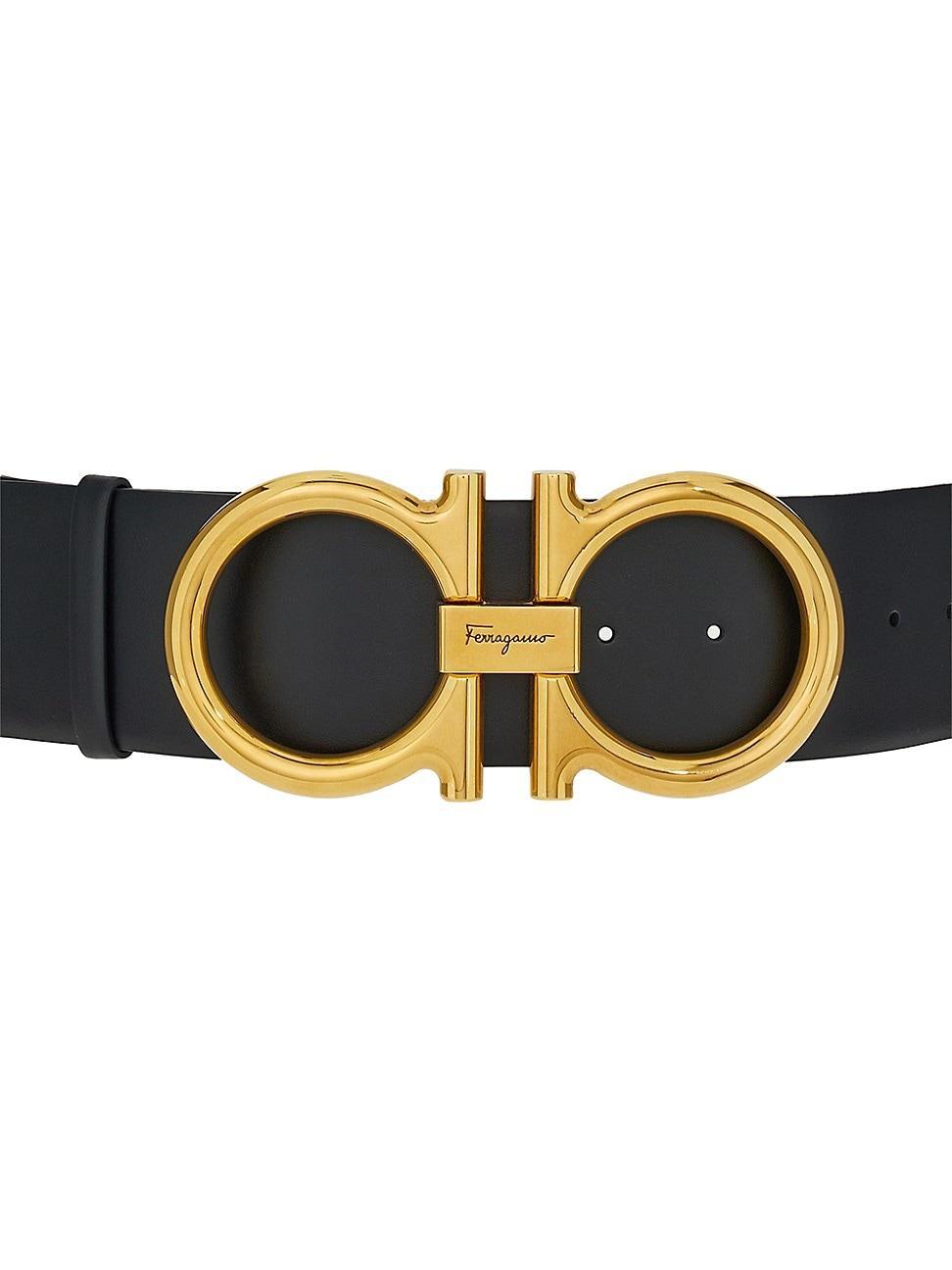 Double Gancini Leather Belt Product Image