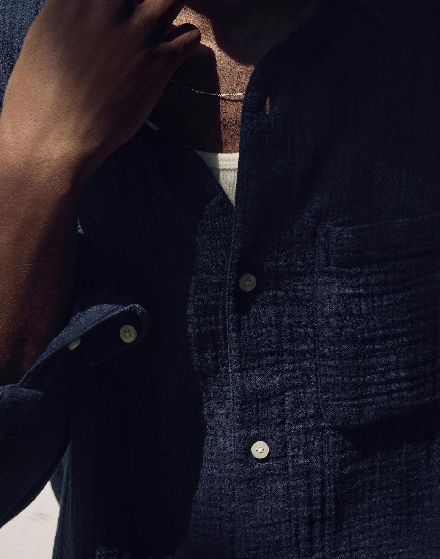 Indigo-Dyed Button-Up Shirt Product Image