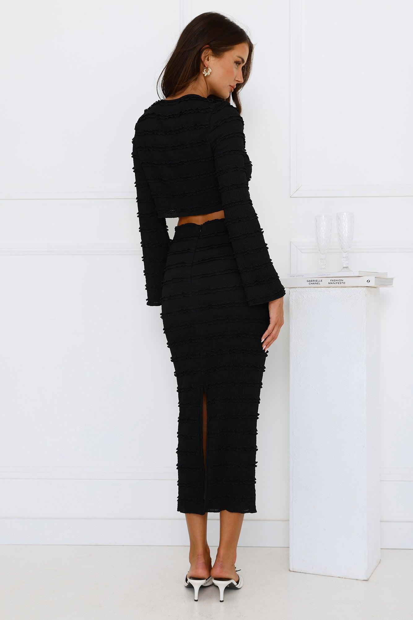 Whimsical Whirls Long Sleeve Top Black Product Image