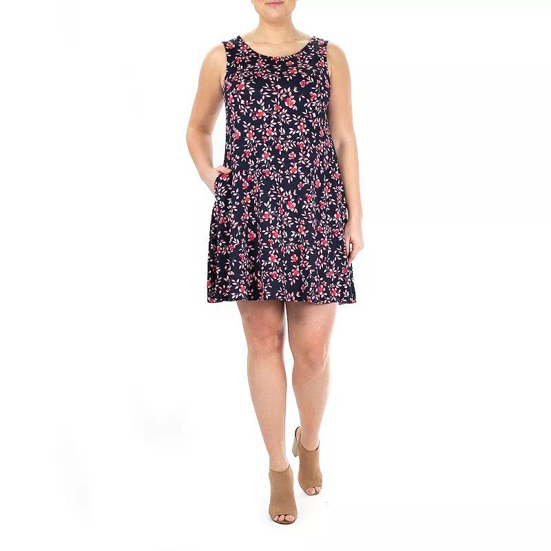 Women's Nina Leonard Floral Swing Dress, Size: Small, Blue Team Product Image