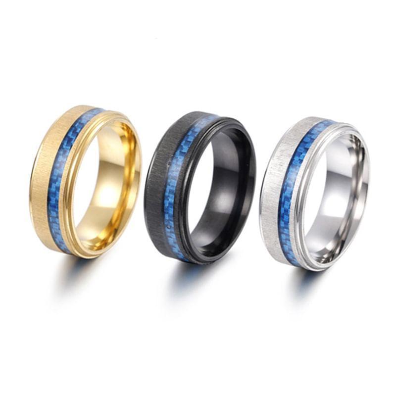 Couple Matching Patterned Inlay Ring Product Image