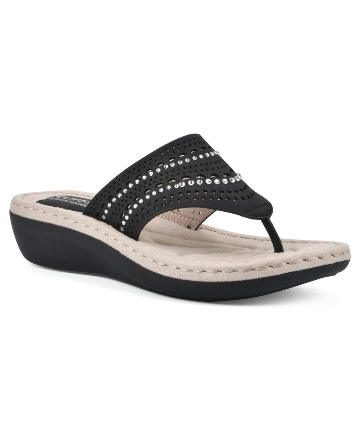 Cliffs by White Mountain Comate Women's Thong Sandals, Size: 9.5 Wide, White Nubuck Product Image