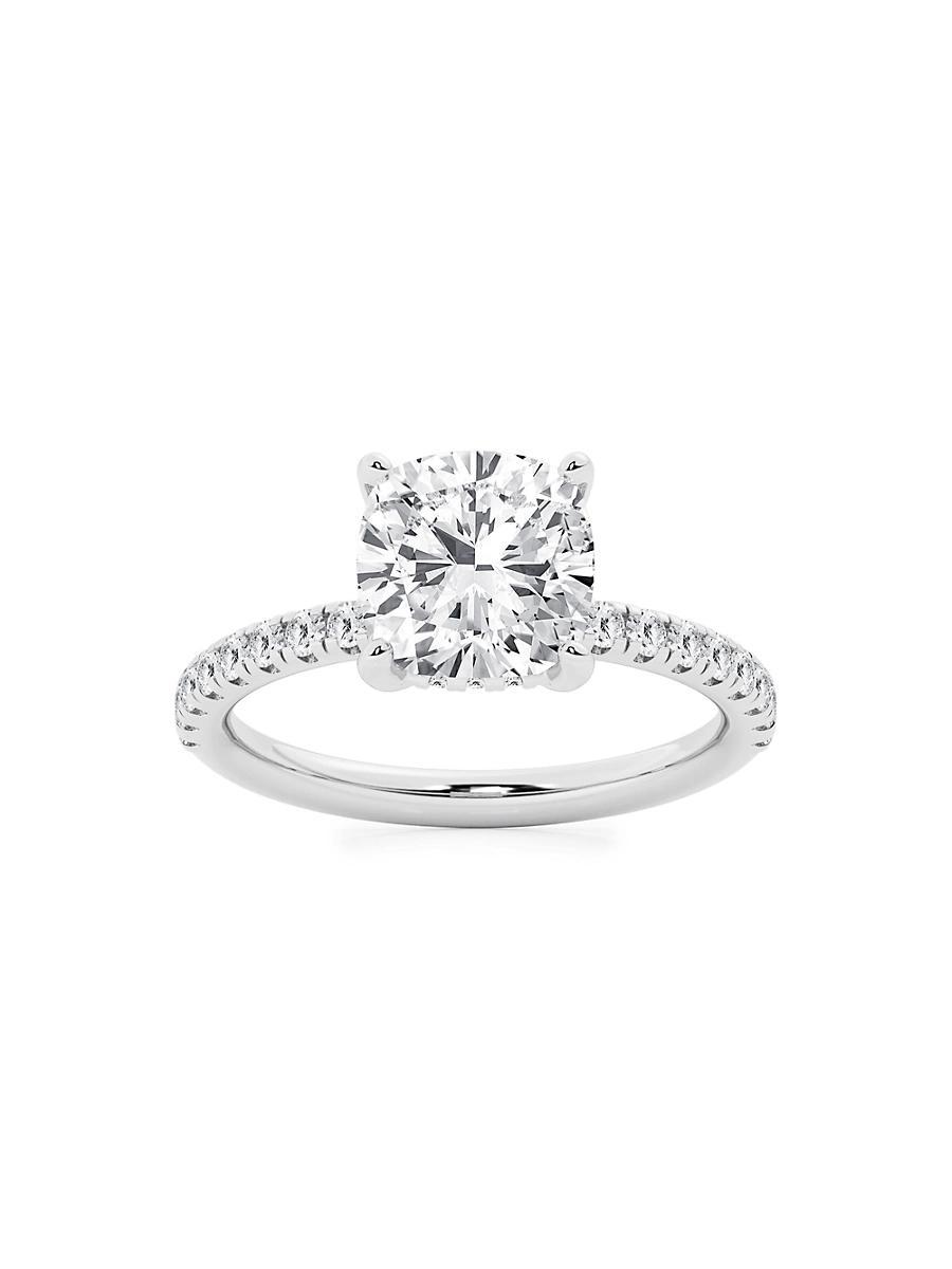 Womens 14K White Gold & Cushion-Cut Lab-Grown Diamond Hidden Halo Ring/0.80-3.41 TCW Product Image