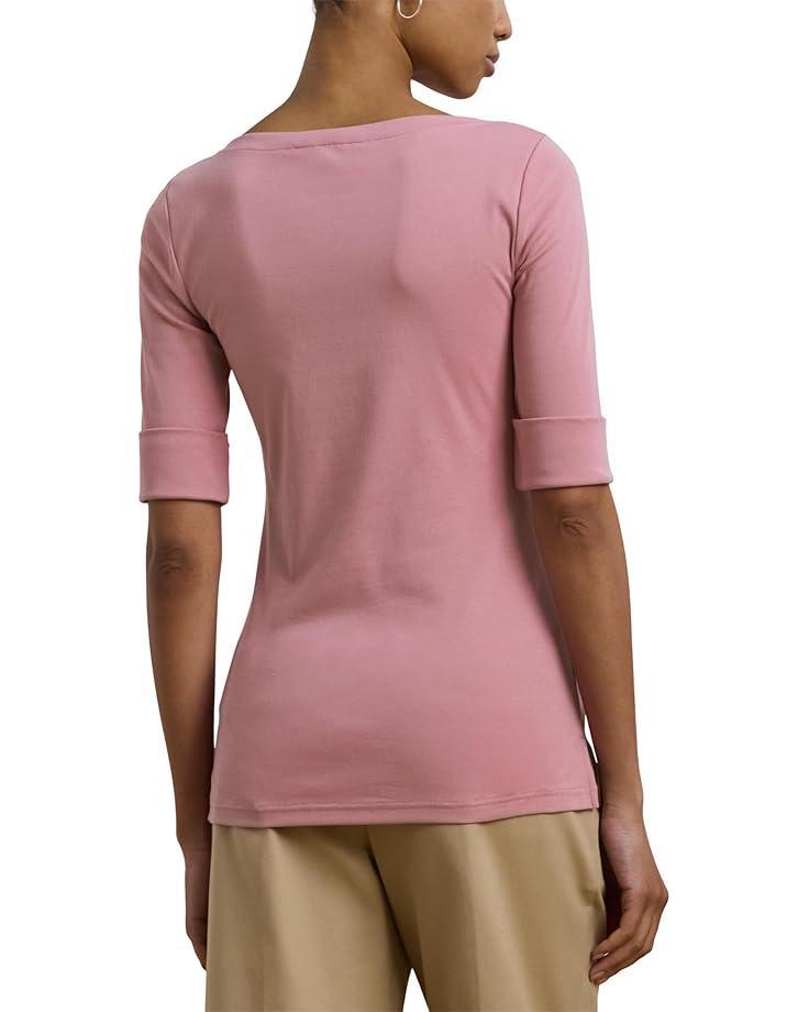 Stretch Cotton Boat Neck Tee Product Image