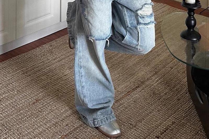 High Waist Ripped Wide Leg Jeans Product Image