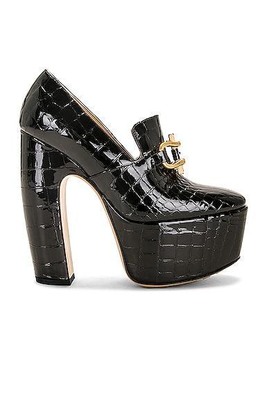 BOTTEGA VENETA Madame 145 Croc-effect Leather Platform Pumps In New Product Image