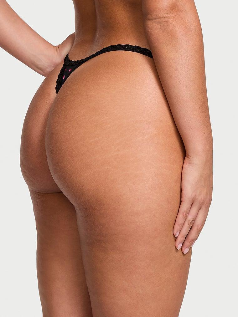 Lace-Trim Cotton V-String Panty Product Image