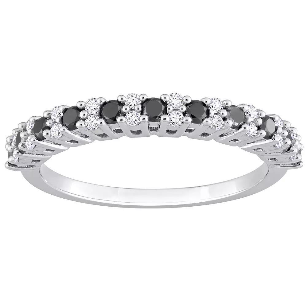 Stella Grace 14k White Gold 1/2 Carat T.W. Black & White Diamond Anniversary Band Ring, Women's, Size: 7 Product Image