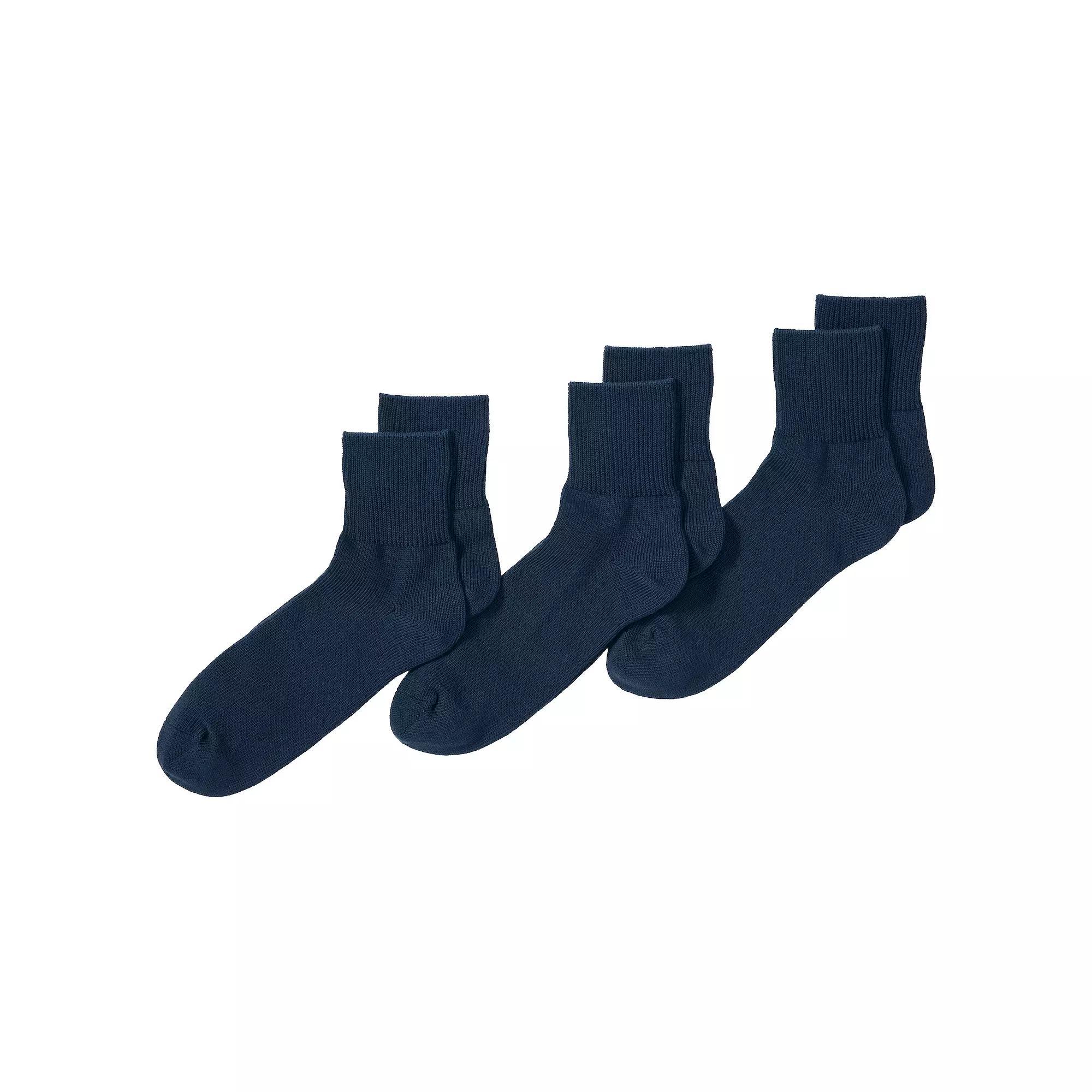 Men's Lands' End 3-Pack Cotton Rib Quarter-Crew Socks, Size: Medium, Black Product Image
