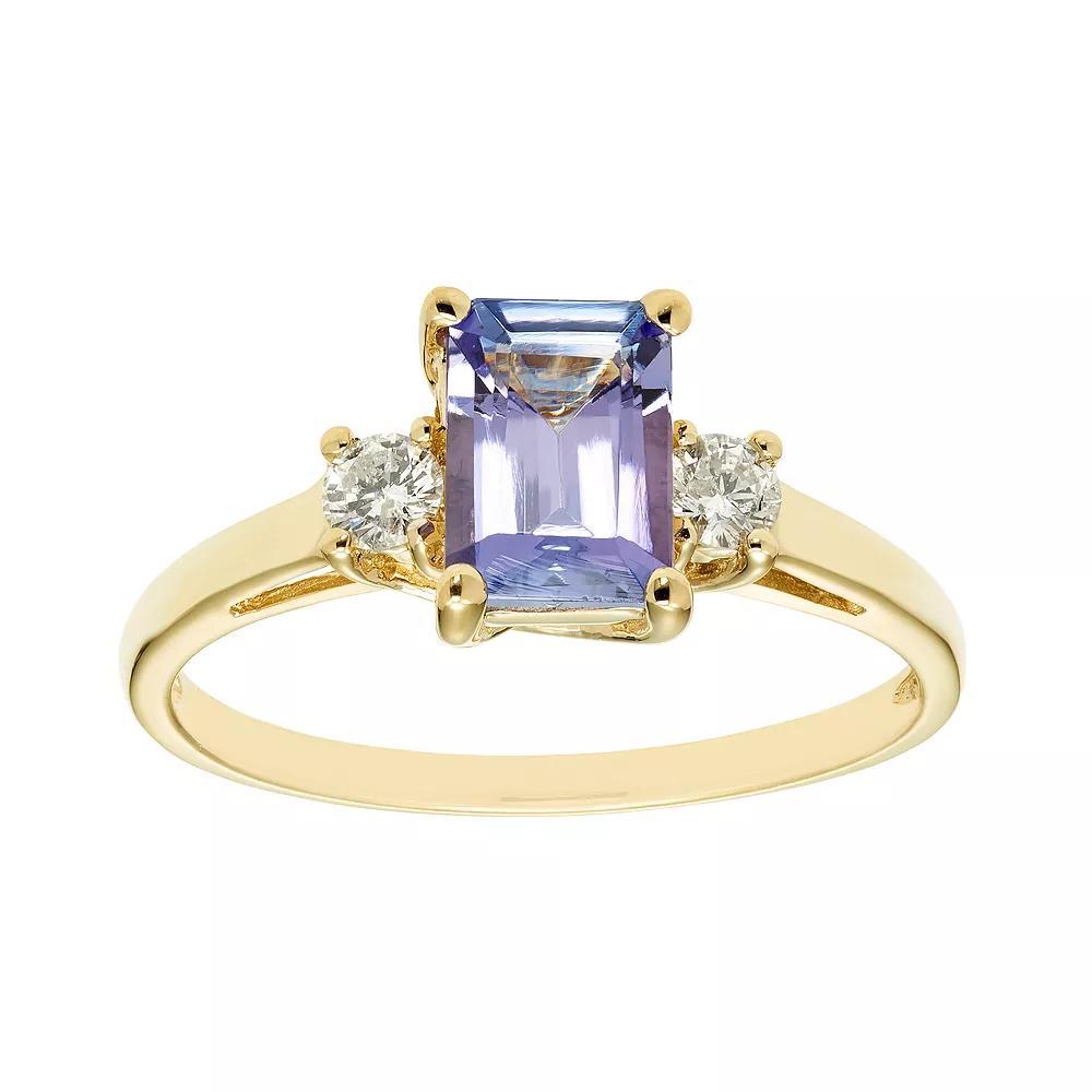 The Regal Collection 14k Gold Tanzanite & 1/5 Carat T.W. IGL Certified Diamond 3-Stone Ring, Women's, Size: 8, Yellow Product Image