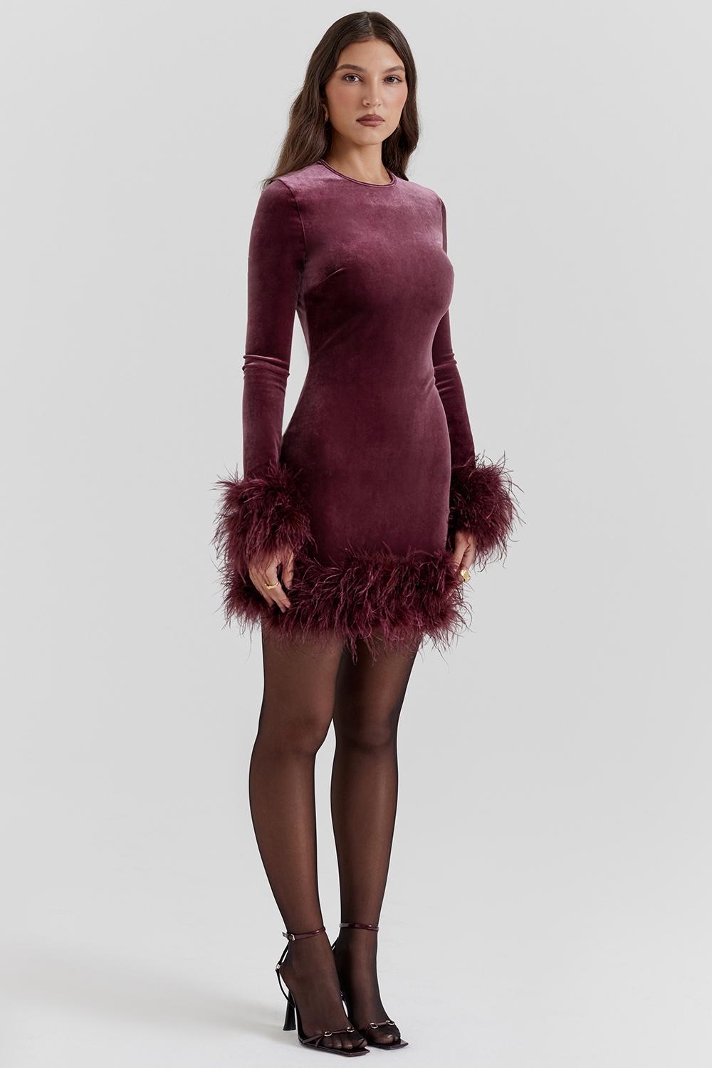 Lavinia Mulberry Velvet Mini Dress Product Image