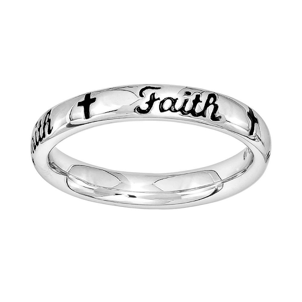 Stacks & Stones Sterling Silver "Faith" Stack Ring, Women's, Size: 7, Black Product Image