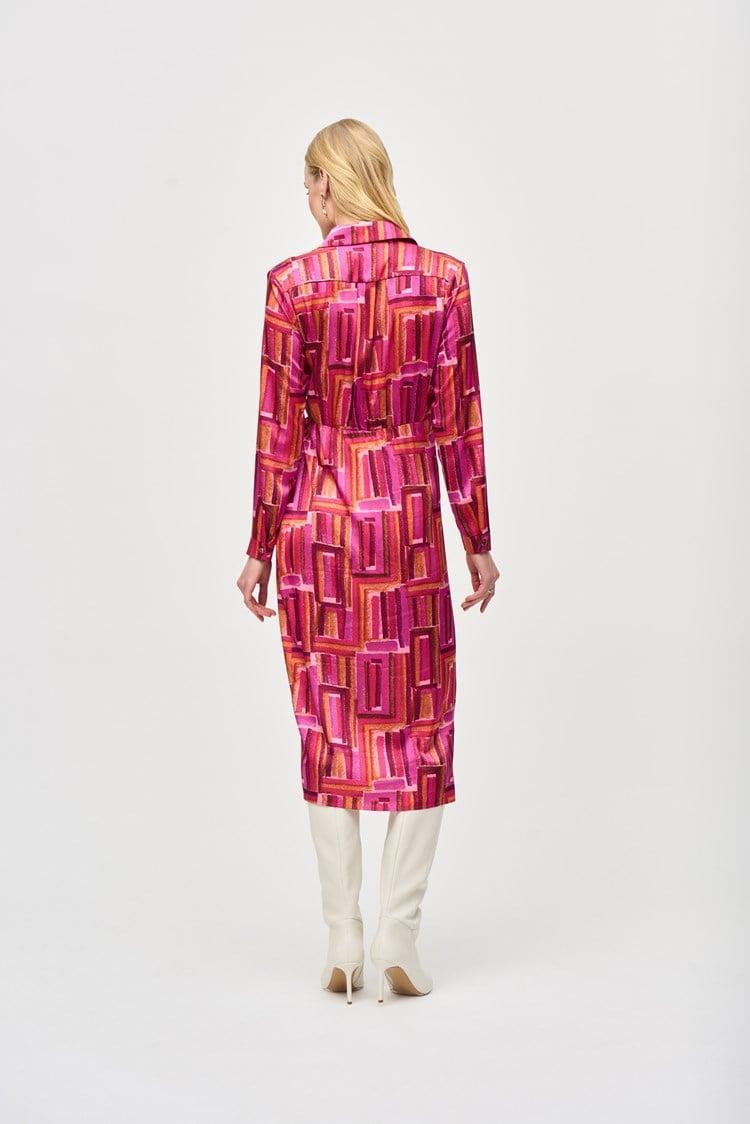 Satin Geometric Print Wrap Dress Product Image