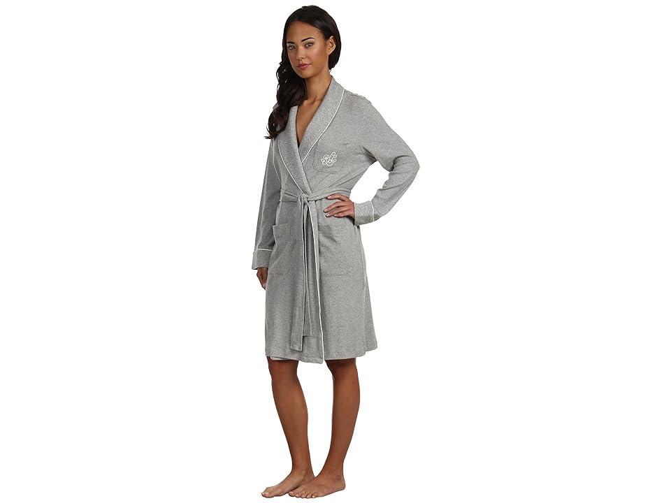 Lauren Ralph Lauren Essentials Quilted Collar and Cuff Robe (Grey Heather) Women's Robe Product Image