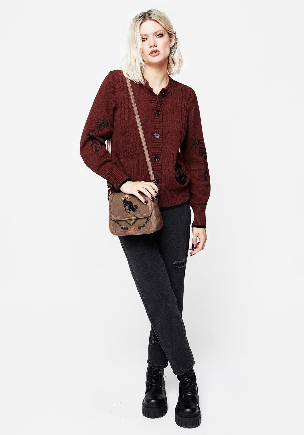 Foxfire Embroidered Cable Knit Cardigan Product Image
