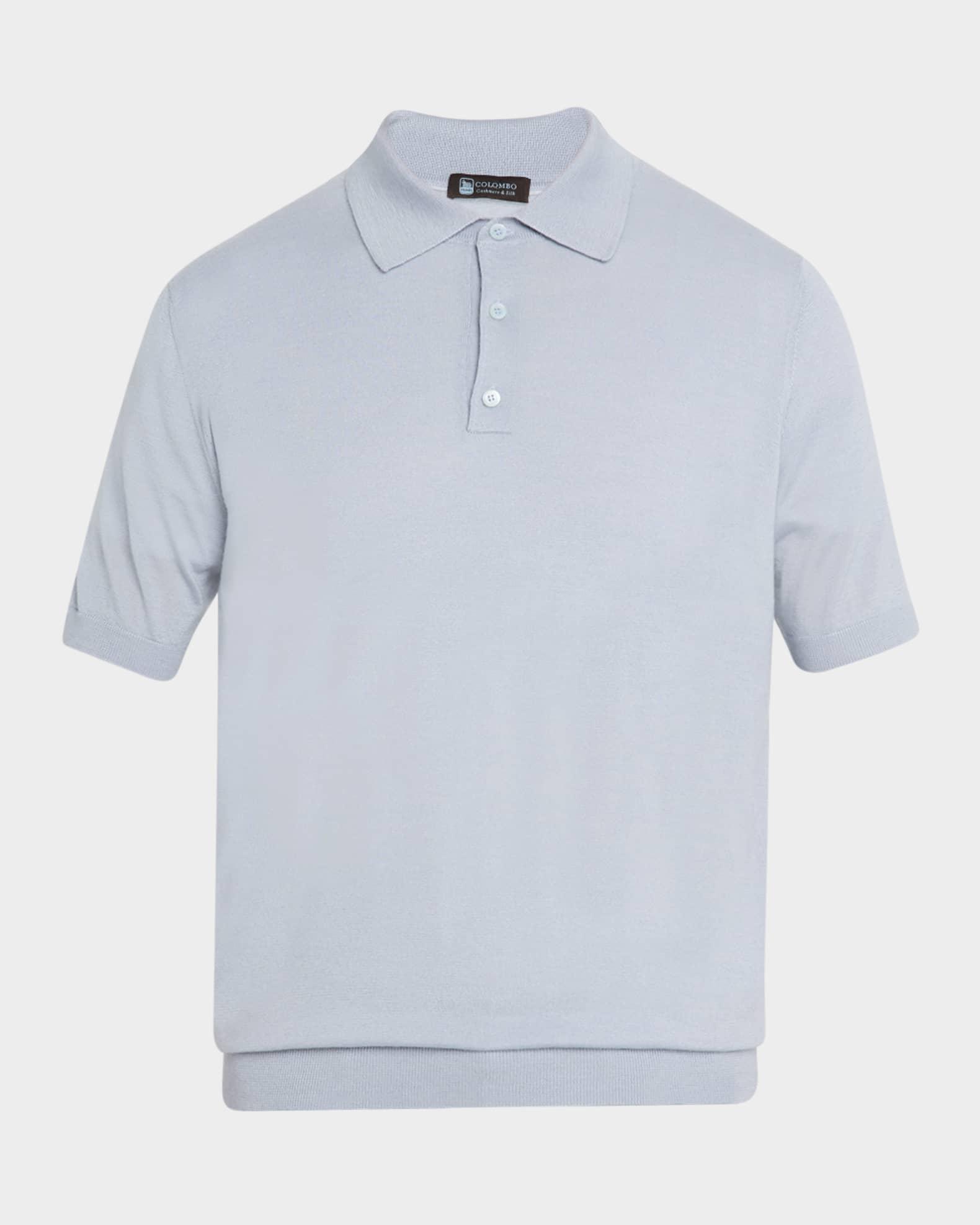 Men's Cashmere and Silk Short-Sleeve Polo Sweater Product Image