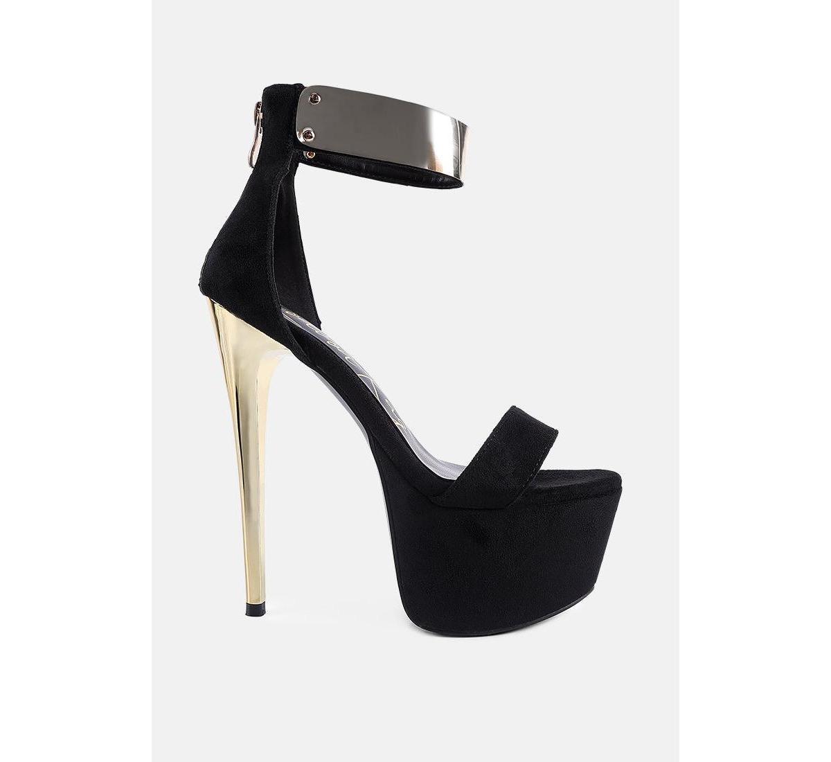 London Rag Cosmo Girl Women's Metal Band High Heel Sandals, Size: 8, Black Product Image