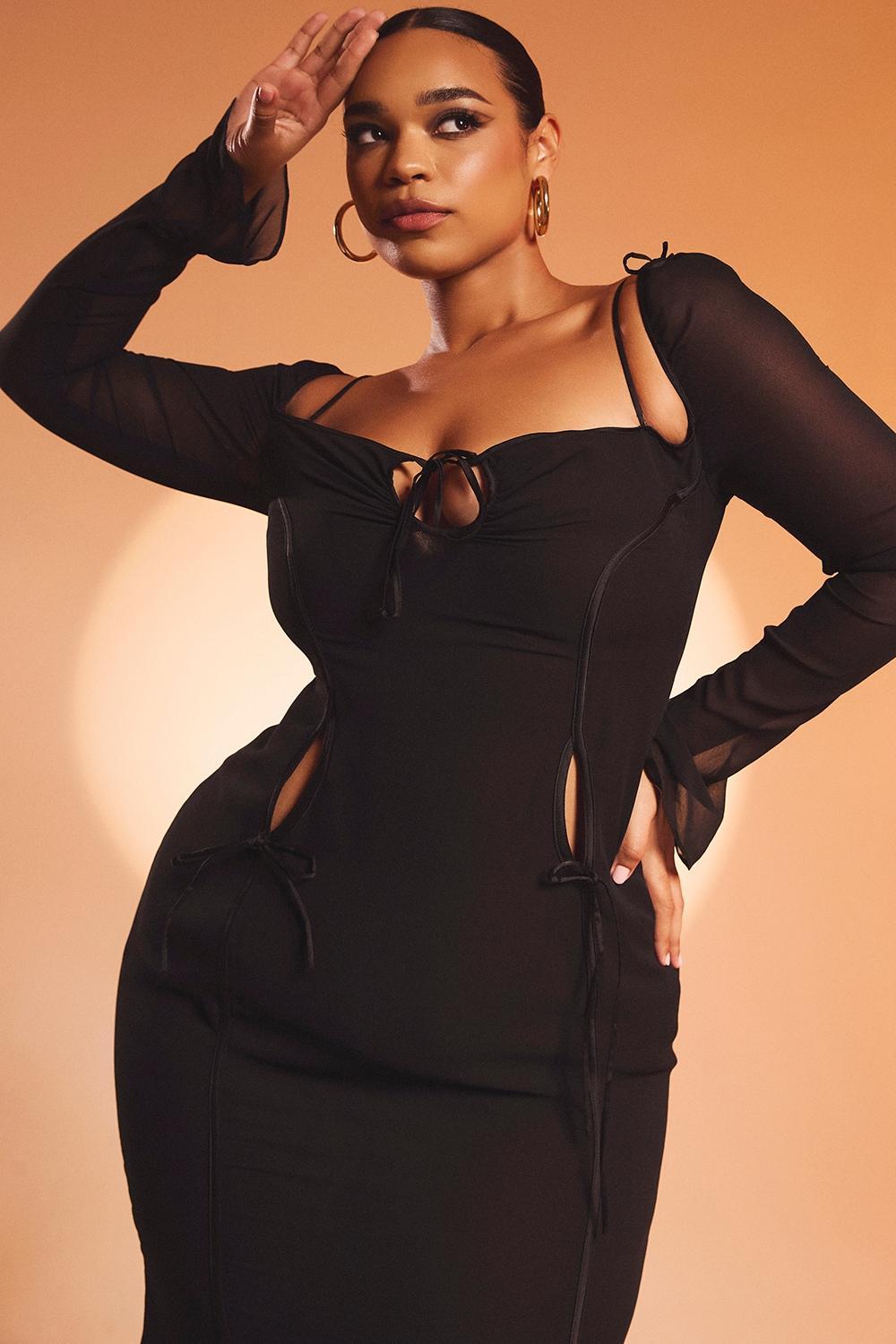 Ophelia  black cutout midi dress - sale Product Image