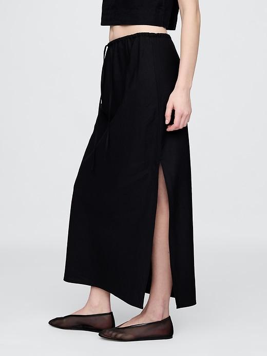 Linen-Blend Midi Skirt Product Image