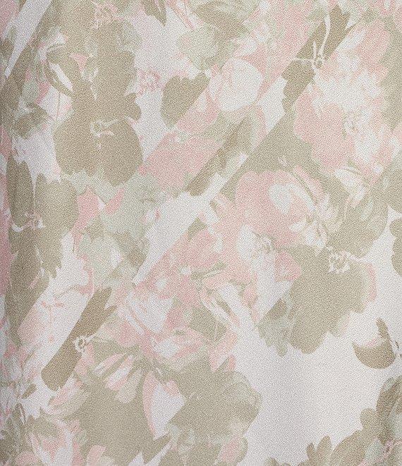 Calvin Klein V-Neck Flutter Sleeve Floral Midi Dress Product Image