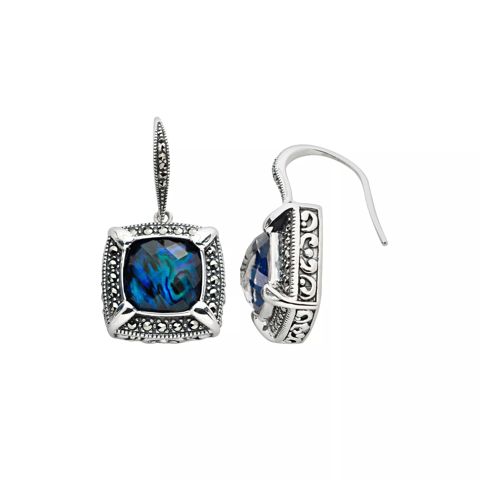Lavish by TJM Sterling Silver Abalone Doublet Frame Drop Earrings, Women's, Multicolor Product Image