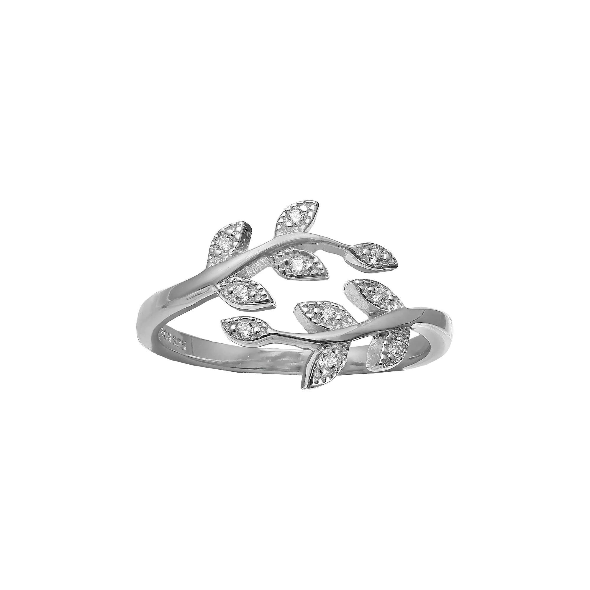 PRIMROSE Sterling Silver Cubic Zirconia Pave Vine Bypass Ring, Women's, Size: 8 Product Image