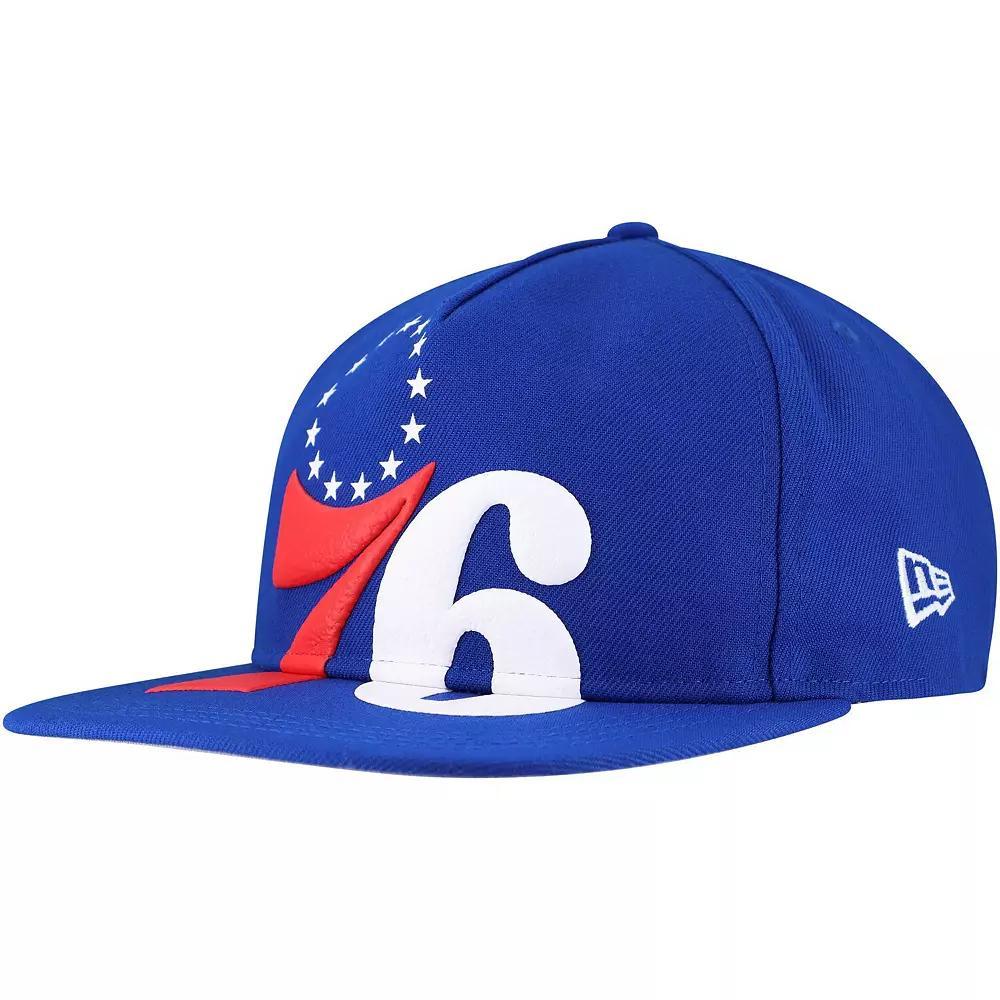 Men's New Era Royal Philadelphia 76ers Oversized Puff Print Logo Golfer Snapback Hat, 76r Blue Product Image