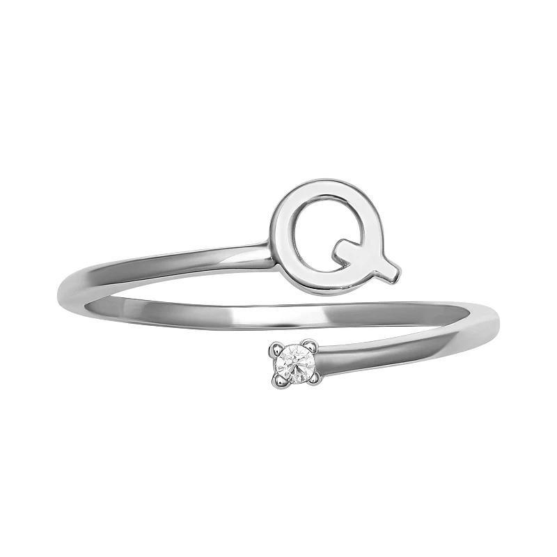 PRIMROSE Sterling Silver Cubic Zirconia Initial Bypass Band Ring, Women's, Size: 8, Sterling Silver X Product Image